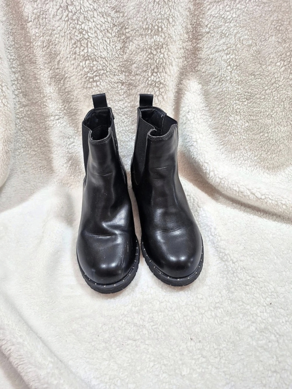 Kohl's FABIANA Black Leather Ankle Boots US 6.5